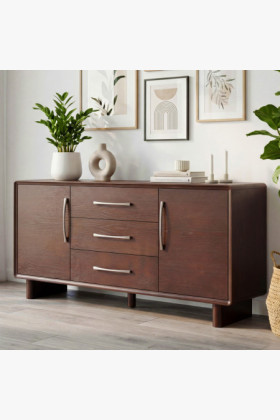 Komoda z ořechového dubu se 3 zásuvkami a dvířky, šířka 160 cm